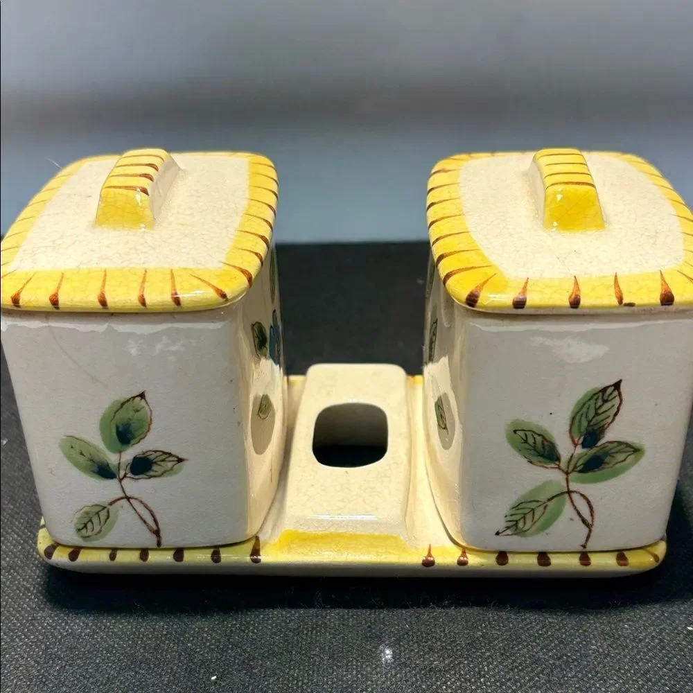 Hand-Painted Floral Ceramic breakfast Set in Yellow Accent